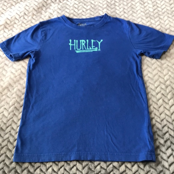 Hurley Boys Shirt, Colour is Blue with neon green words on it, Size is M - Picture 1 of 8